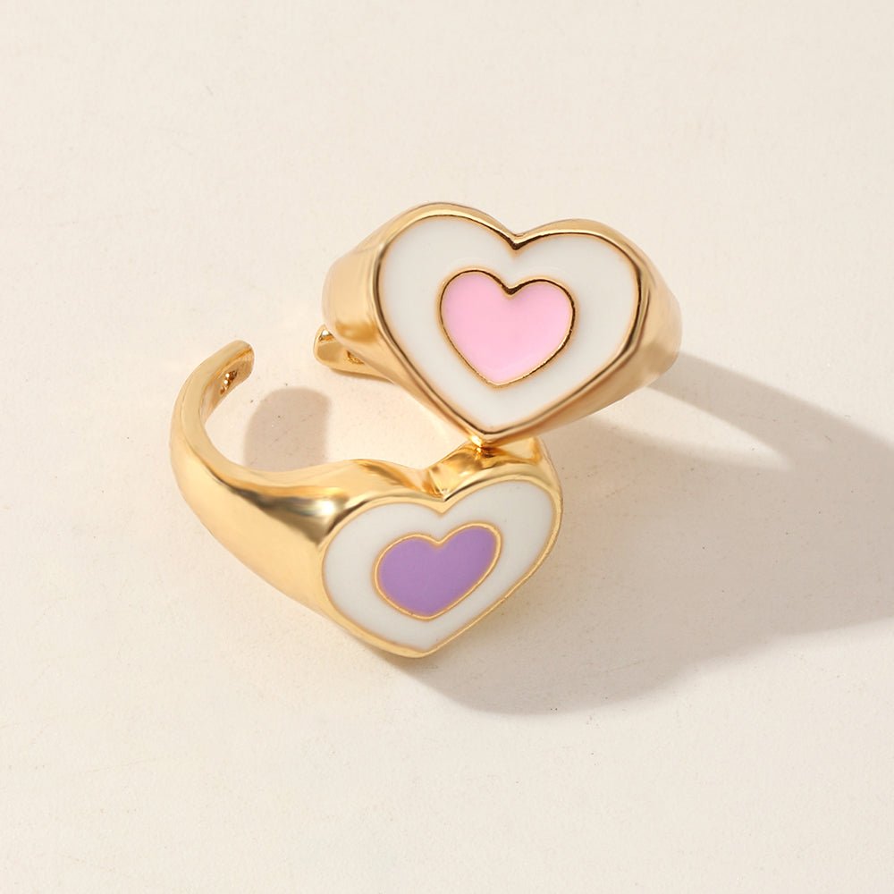 Pink Oil Drop Heart Ring - Zenee.in-Rings