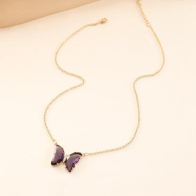 Purple Crystal Butterfly Necklace - Zenee.in-Necklaces