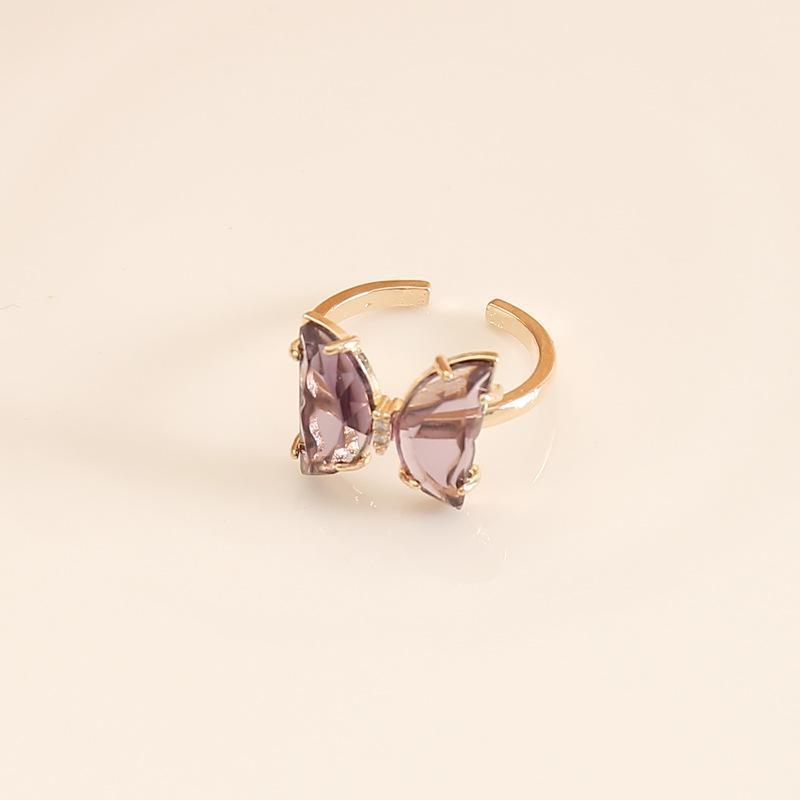 Purple Crystal Dainty Butterfly Ring - Zenee.in-Rings