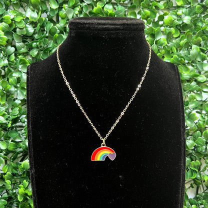 Rainbow with Heart Necklace - Zenee.in-Necklaces