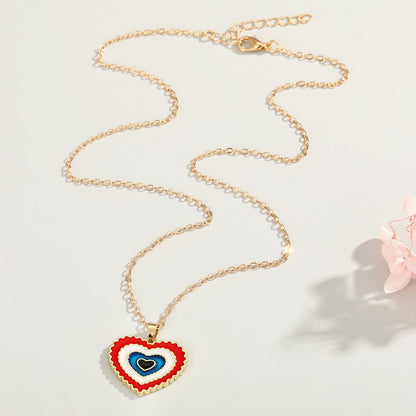 Red Heart Shape Enamel Necklace - Zenee.in-Necklaces