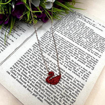 Red Swan Pendant Necklace - Zenee.in-Necklaces