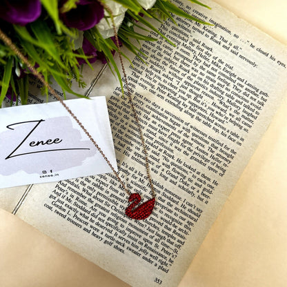 Red Swan Pendant Necklace - Zenee.in-Necklaces