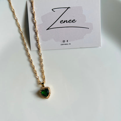 Rhinestones Heart Necklace - Zenee.in-Necklaces