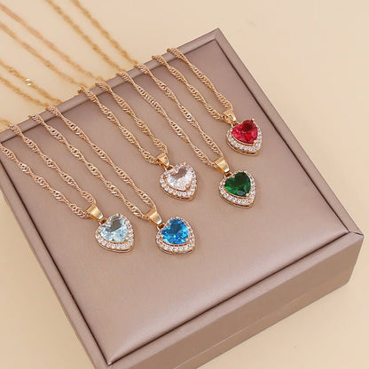 Rhinestones Heart Necklace - Zenee.in-Necklaces