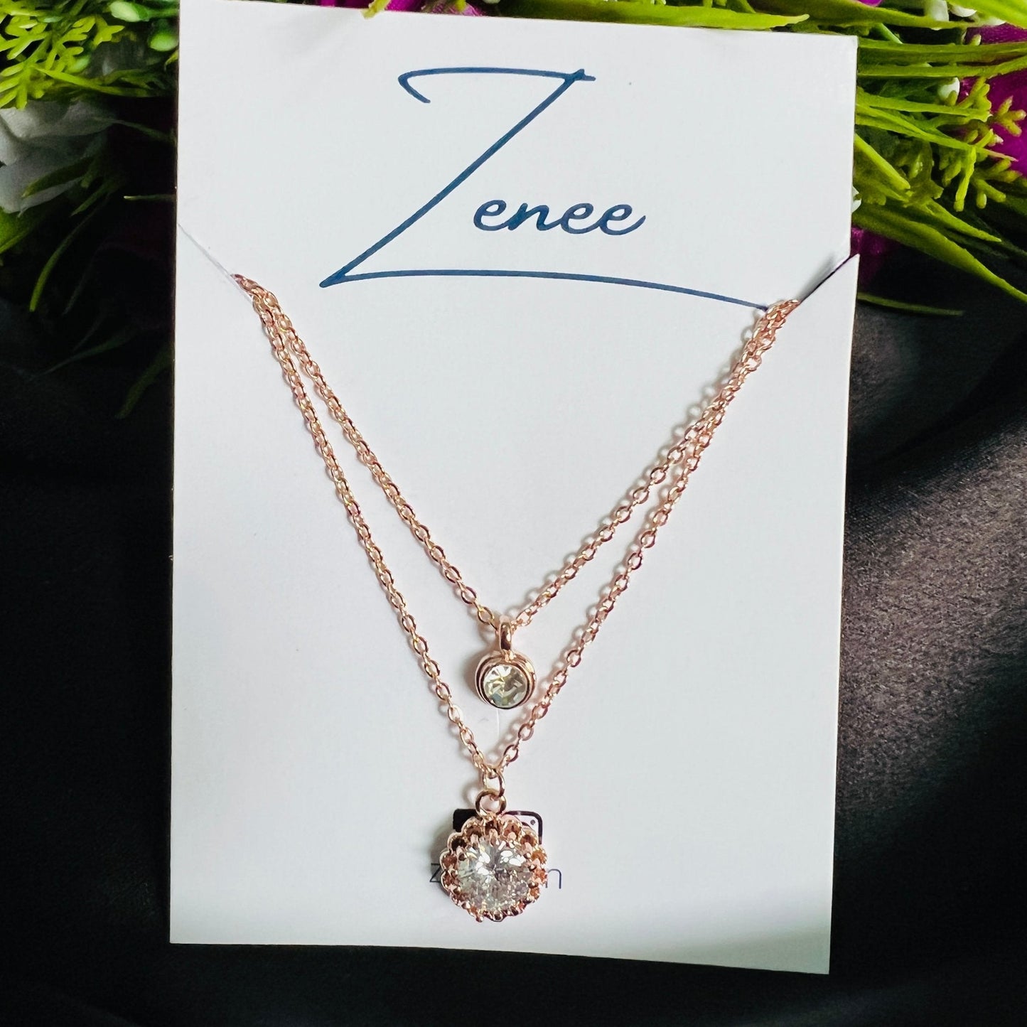 Round Pendant Double Layer Necklace - Zenee.in-Necklaces