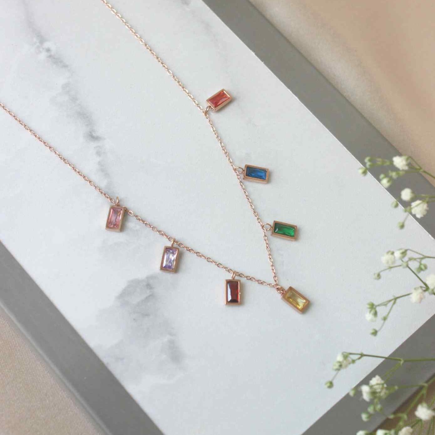 Ruth Multi Stone Pendant Necklace - Zenee-Necklaces