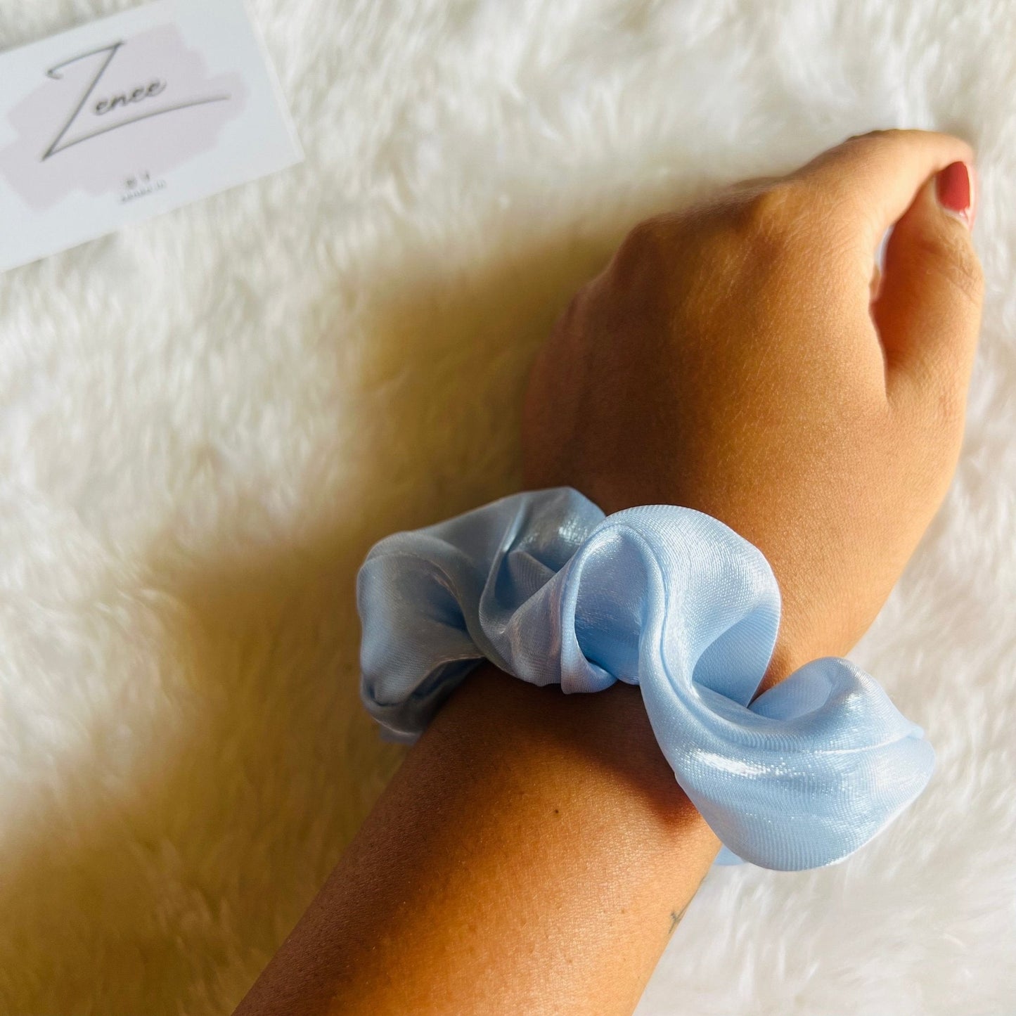 Sky Blue Scrunchies - Zenee.in-Hair Accessories