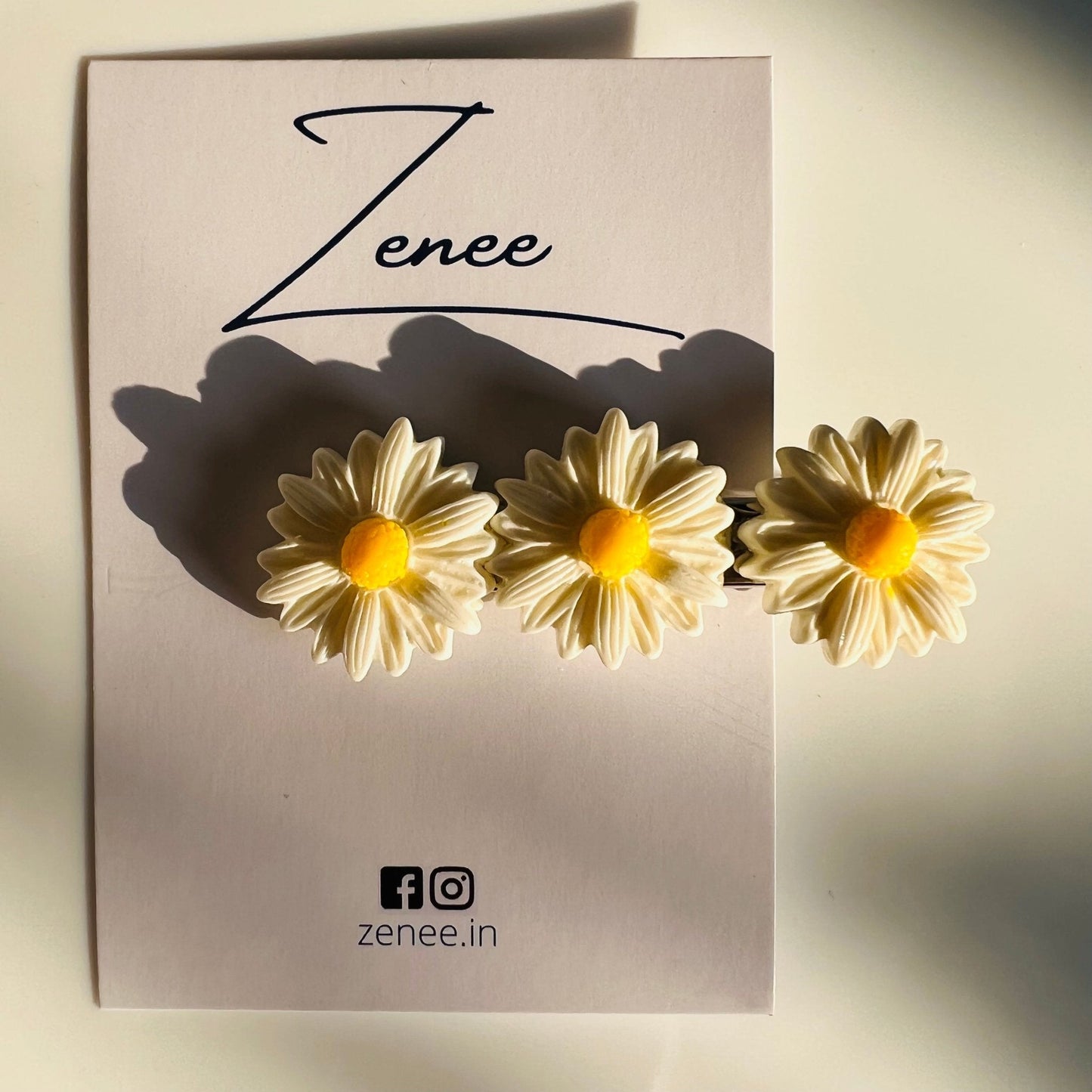 Three White Daisy Flower Hair Clip - Zenee.in-Hair Accessories