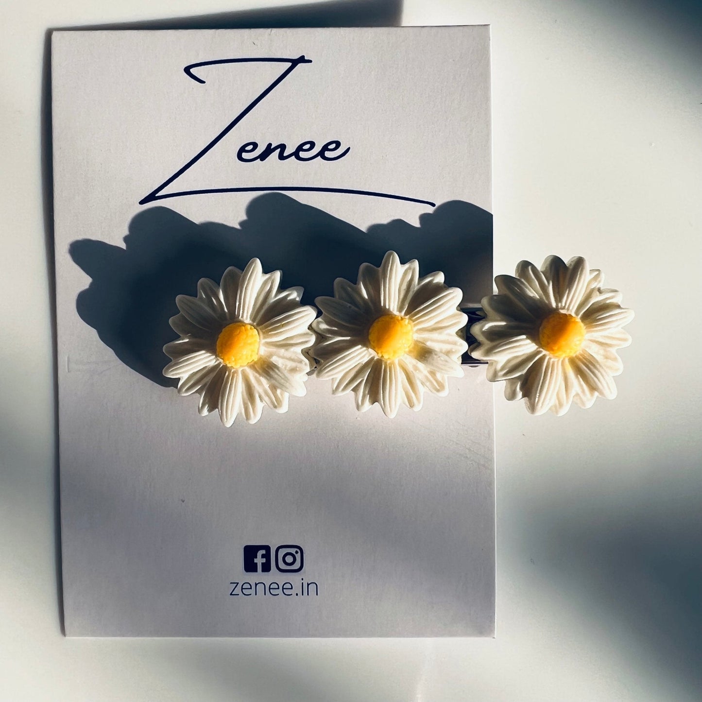 Three White Daisy Flower Hair Clip - Zenee.in-Hair Accessories