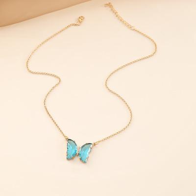 Turquiose Crystal Butterfly Necklace - Zenee.in-Necklaces