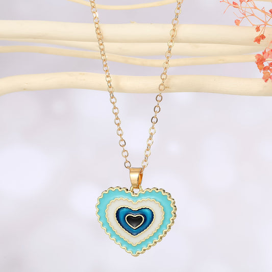 Turquoise Heart Shape Enamel Necklace - Zenee.in-Necklaces