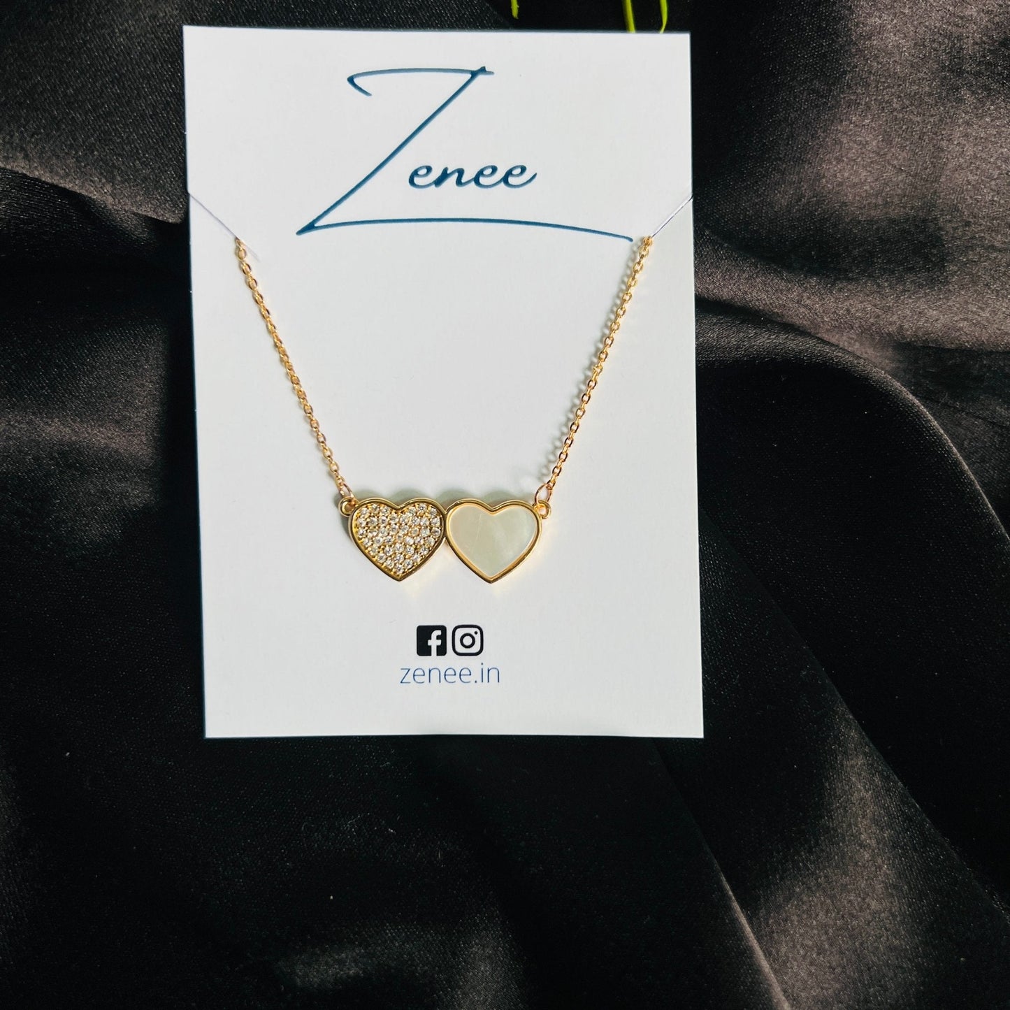 Twin Hearts Pendant Necklace - Zenee.in-Necklaces