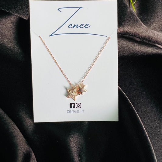 Twin Stars Pendant Necklace - Zenee.in-Necklaces