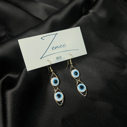 Two Step Evil Eye Earrings - Zenee.in-Earrings