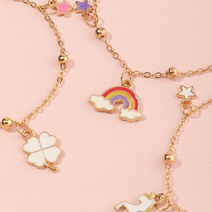 Unicorn Rainbow and Clover Bracelet - Zenee.in-Bracelets