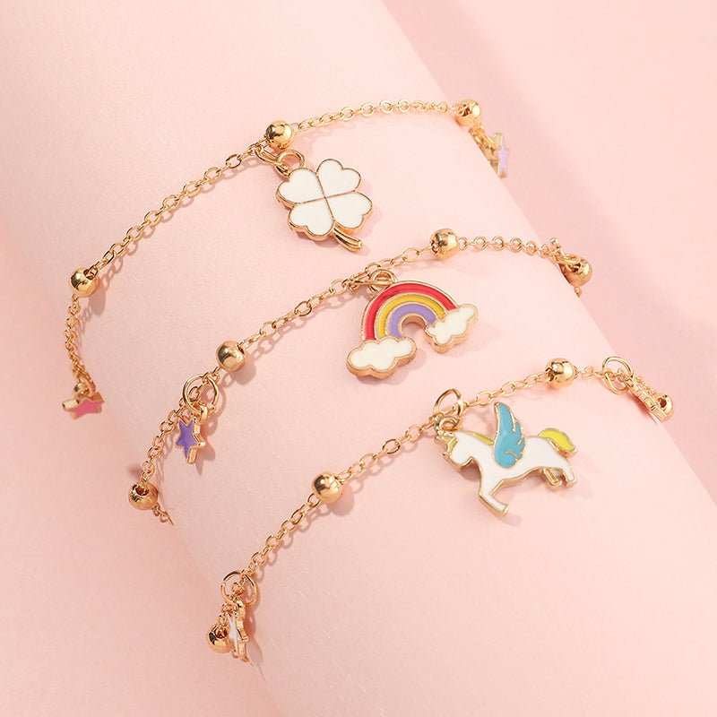 Unicorn Rainbow and Clover Bracelet - Zenee.in-Bracelets