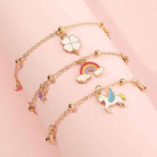 Unicorn Rainbow and Clover Bracelet - Zenee.in-Bracelets