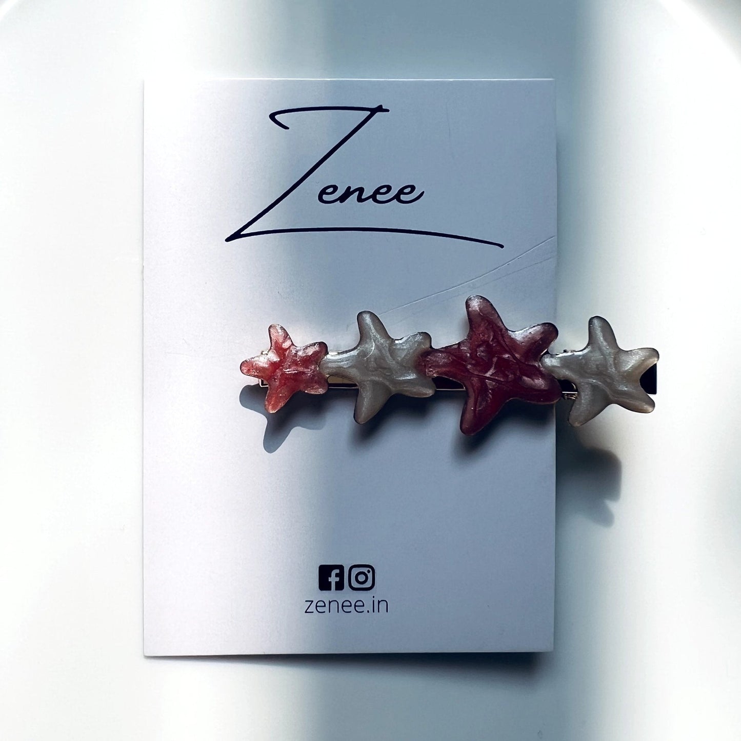 White And Pink Star Hair Clip - Zenee.in-Hair Accessories