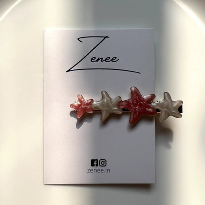 White And Pink Star Hair Clip - Zenee.in-Hair Accessories