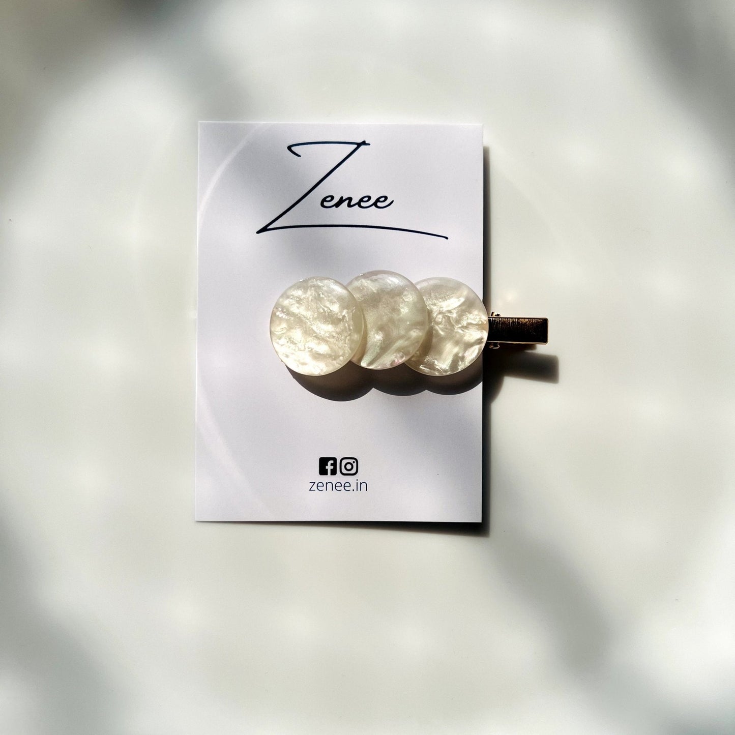 White Coasters Hair Clip - Zenee.in-Hair Accessories