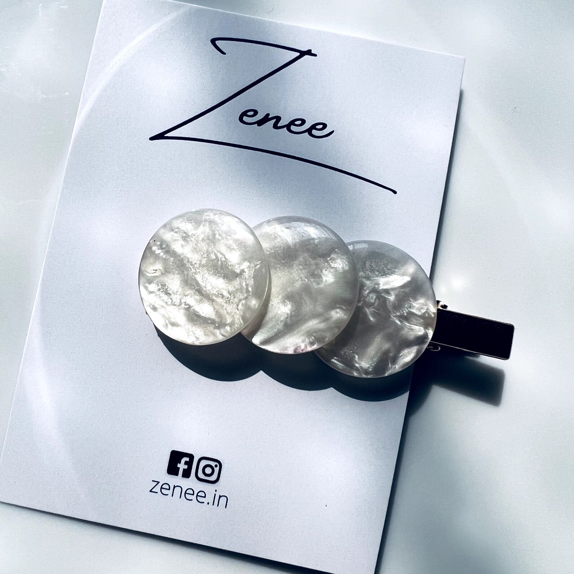 White Coasters Hair Clip - Zenee.in-Hair Accessories