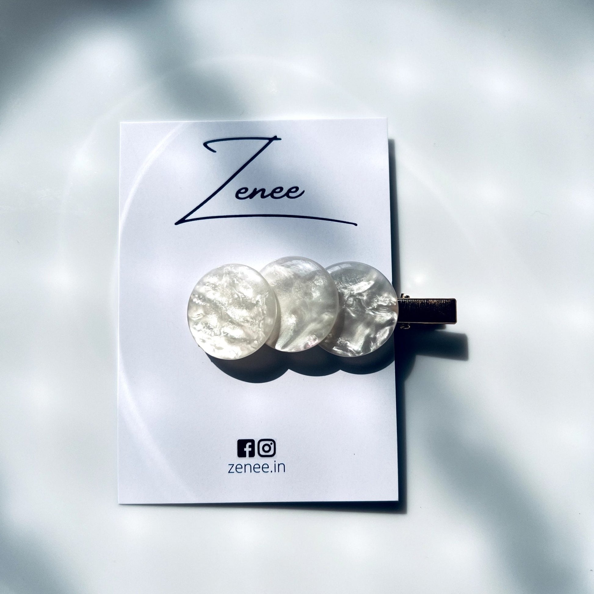 White Coasters Hair Clip - Zenee.in-Hair Accessories