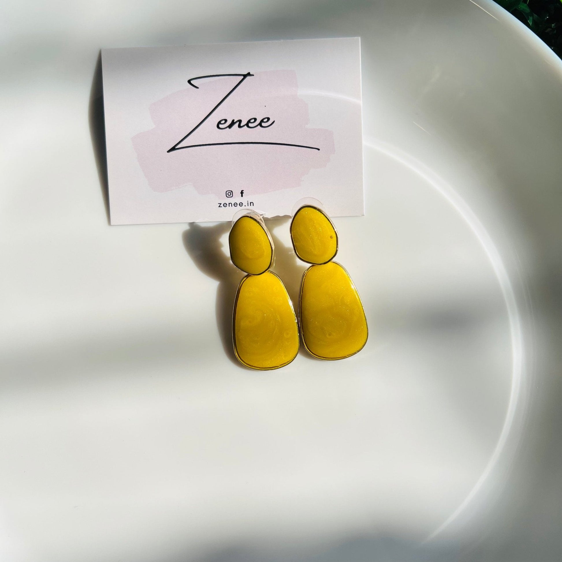 Yellow Acrylic Acetate Drop Earrings - Zenee.in-Earrings