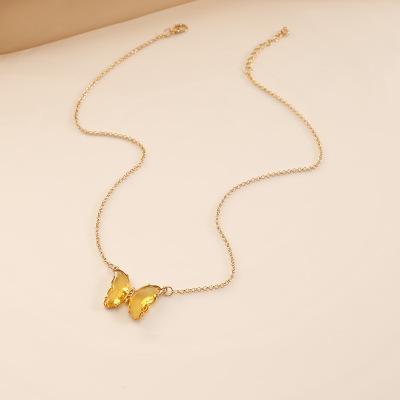 Yellow Crystal Butterfly Necklace - Zenee.in-Necklaces